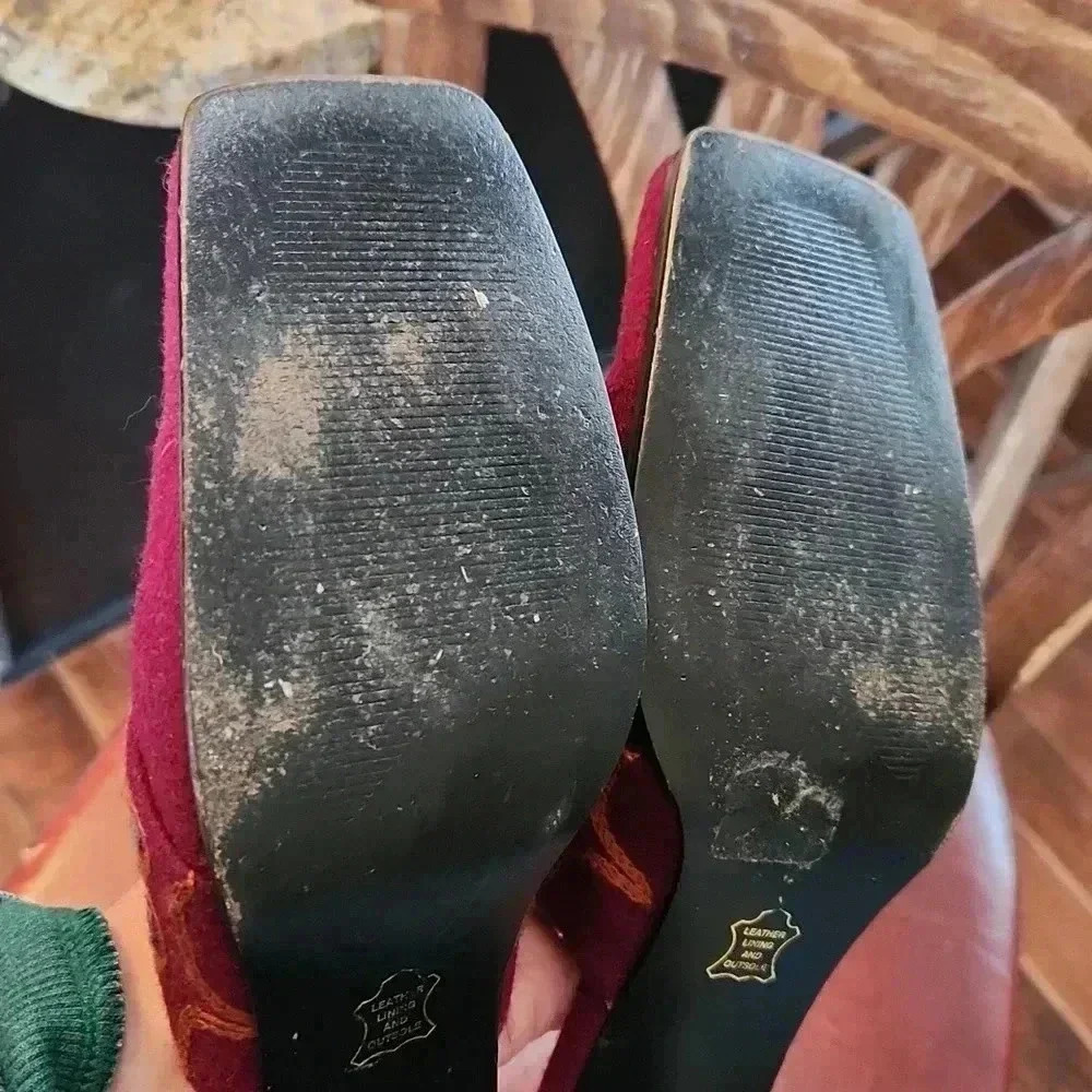 IMPO Embroidered Floral Wool Slides Heels BOHO sz 6.5 - Picture 8 of 12